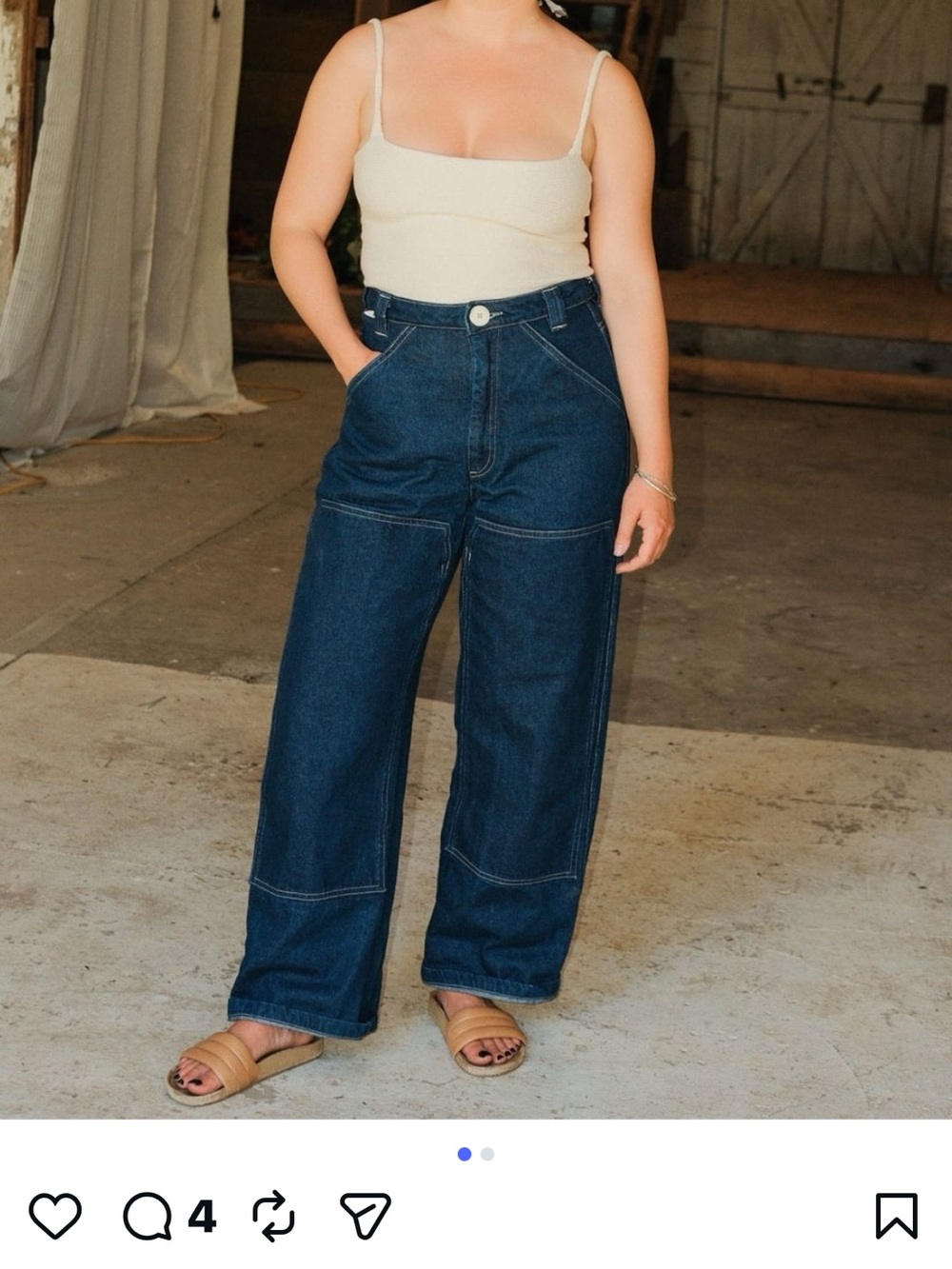 Shelter Clothing Brewers raw denim Wide Leg Dark Blue Women's Jeans